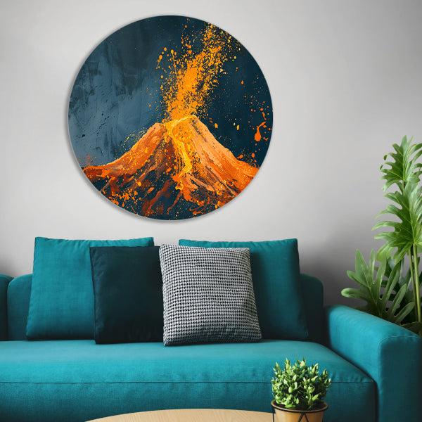 Abstract schilderij van vulkaanuitbarsting forex muurcirkel
