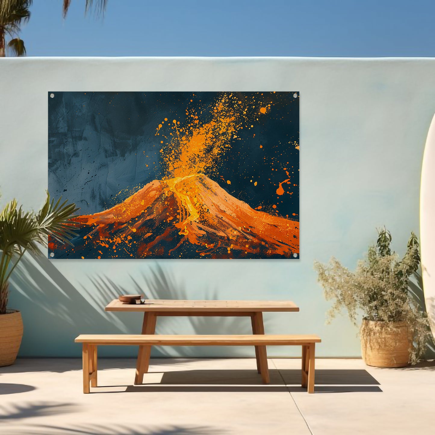 Abstract schilderij van vulkaanuitbarsting tuinposter