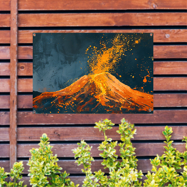 Abstract schilderij van vulkaanuitbarsting tuinposter