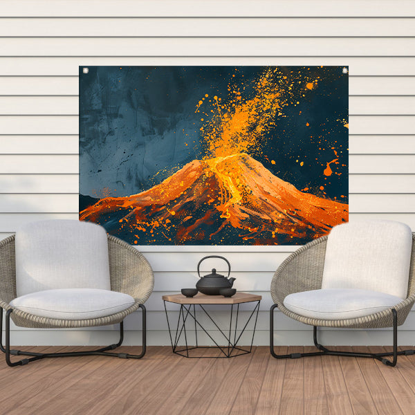 Abstract schilderij van vulkaanuitbarsting tuinposter