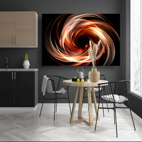 Abstracte Swirl in Zwart Wit Oranje poster