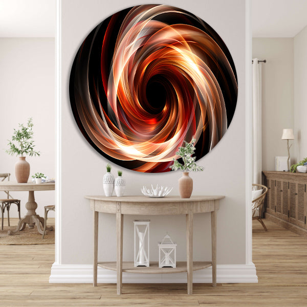 Abstracte Swirl in Zwart Wit Oranje forex muurcirkel
