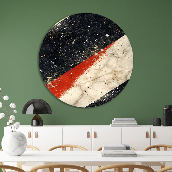 Abstract met verfspatten op marmer forex muurcirkel