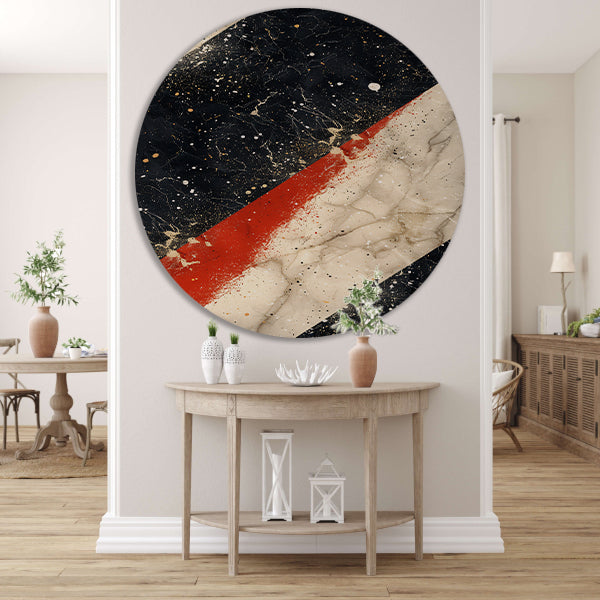 Abstract met verfspatten op marmer aluminium muurcirkel