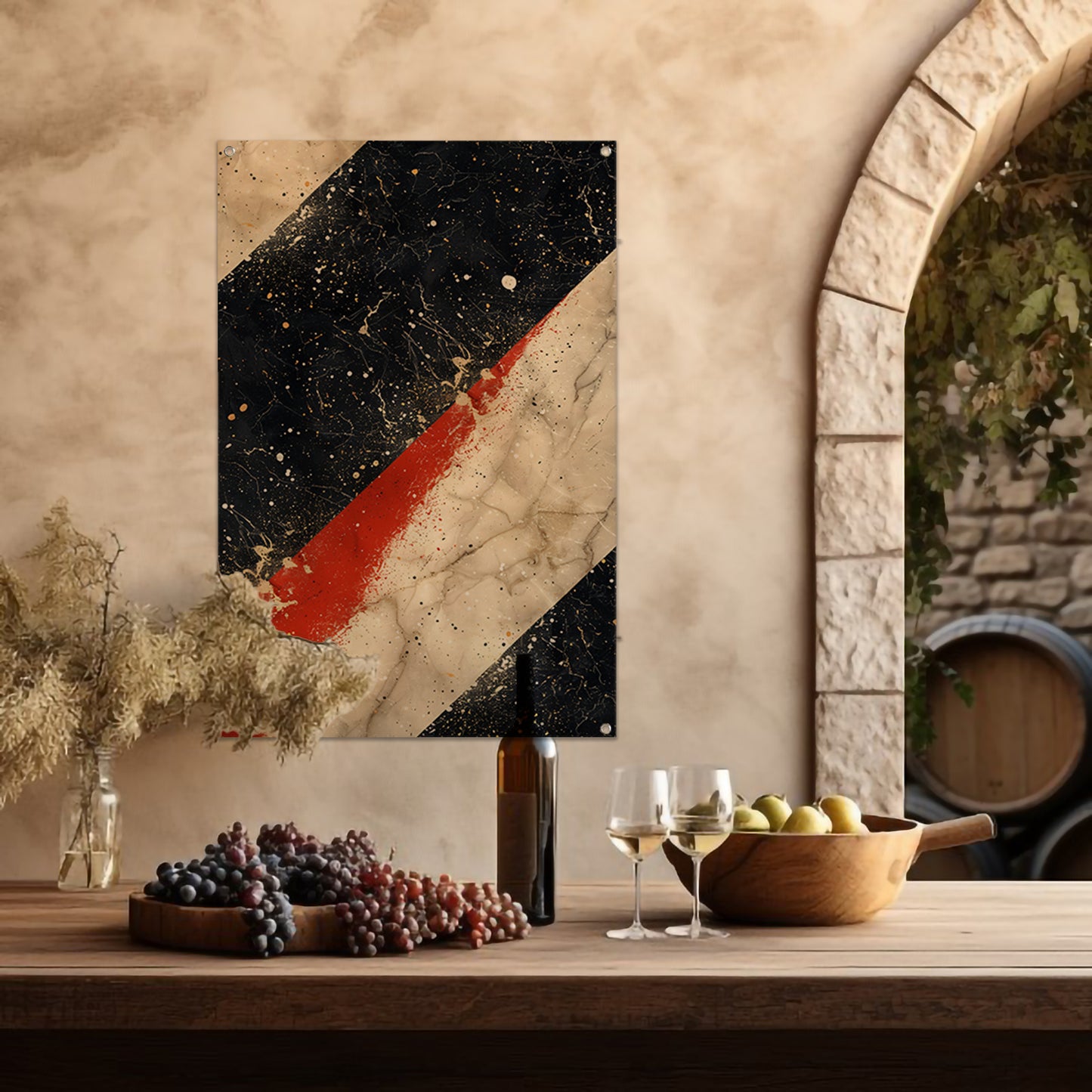Abstract met verfspatten op marmer tuinposter
