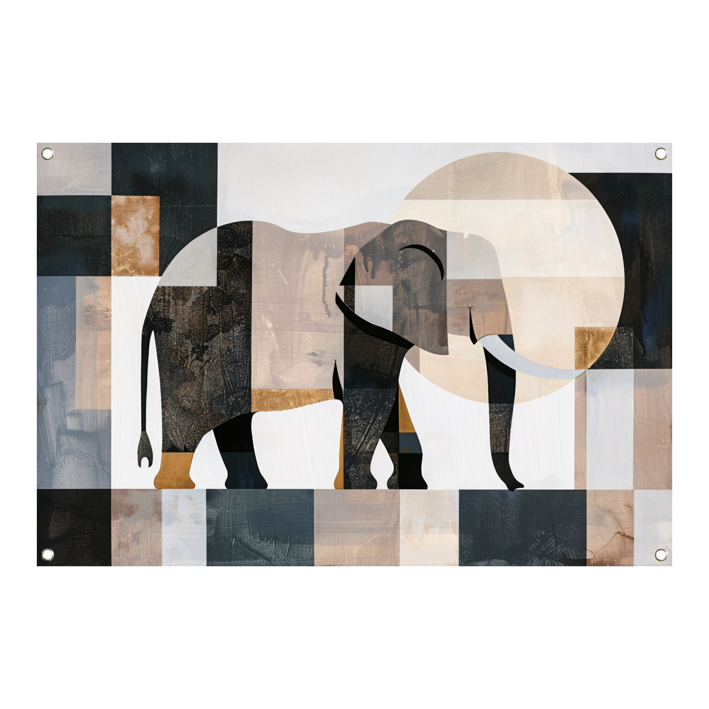 Abstracte Olifant in Geometrische Harmonie tuinposter