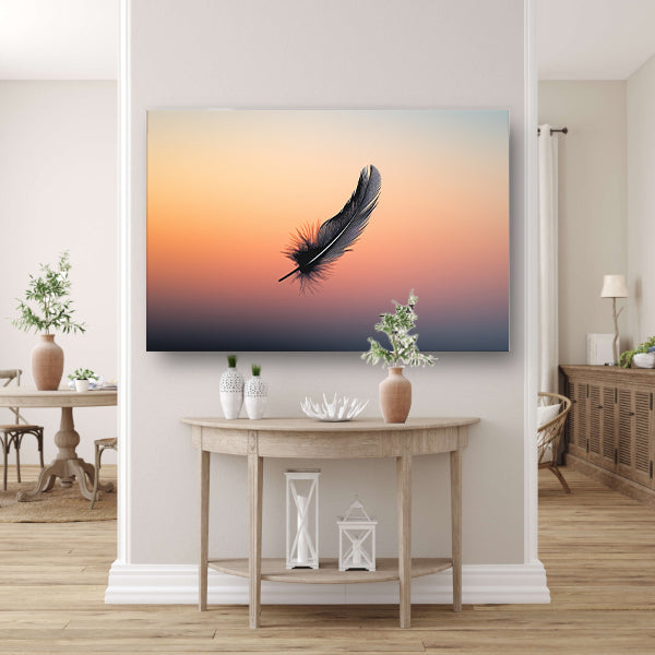 Minimalistische Veer tegen Zonsopgang canvas