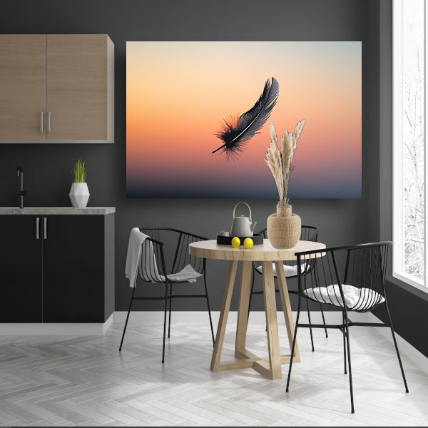 Minimalistische Veer tegen Zonsopgang canvas