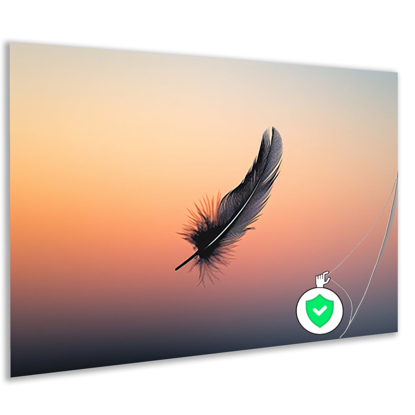 Minimalistische Veer tegen Zonsopgang poster