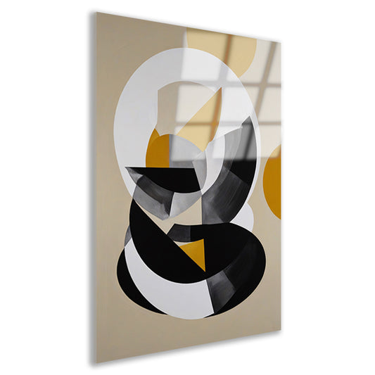 Abstract Geometrisch Spel in Zwart, Wit, Geel acrylglas