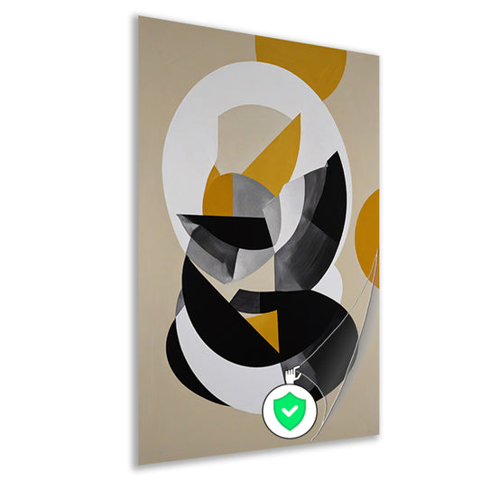 Abstract Geometrisch Spel in Zwart, Wit, Geel poster