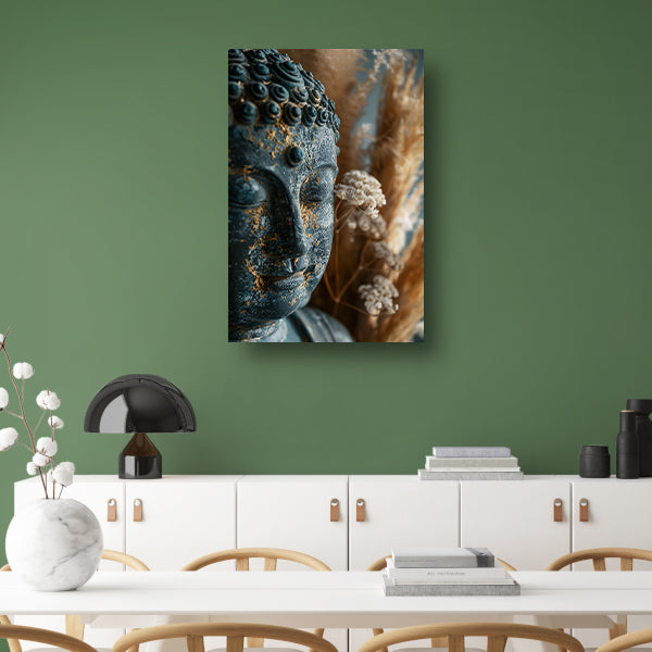 Verweerde Boeddha met natuur en verguldsel acrylglas