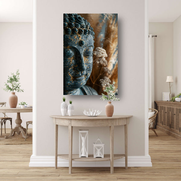 Verweerde Boeddha met natuur en verguldsel acrylglas