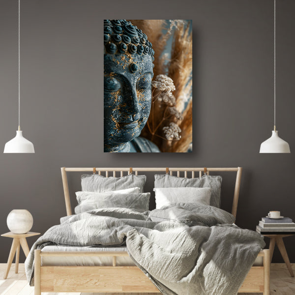Verweerde Boeddha met natuur en verguldsel acrylglas