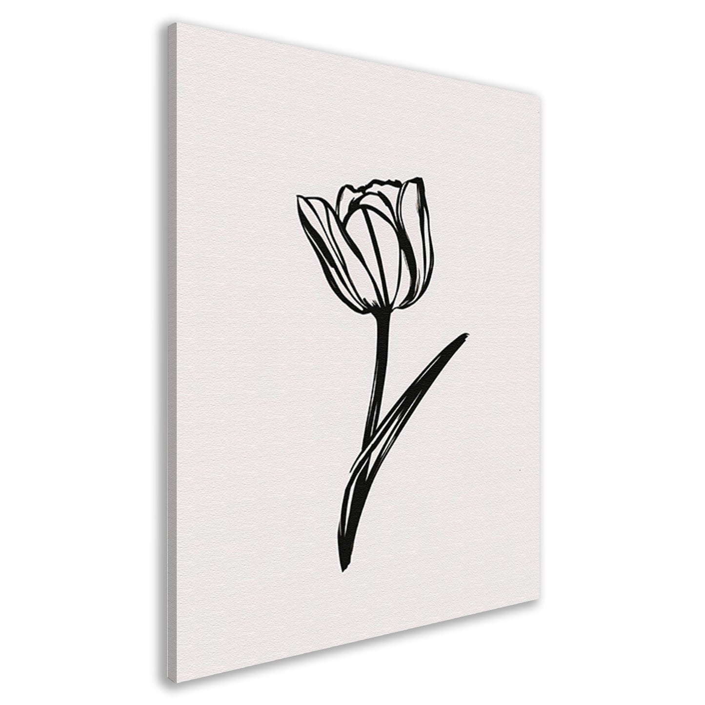 Minimalistische Zwarte Tulp op Wit canvas
