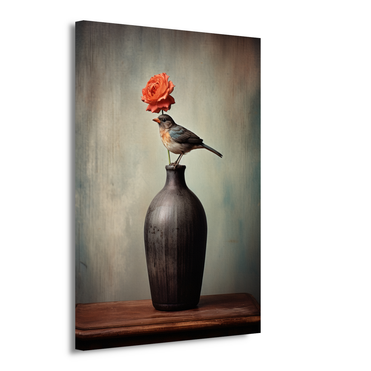 Minimalistische vaas met bloem in close-up canvas