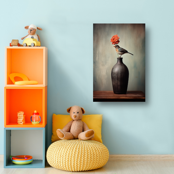 Minimalistische vaas met bloem in close-up canvas