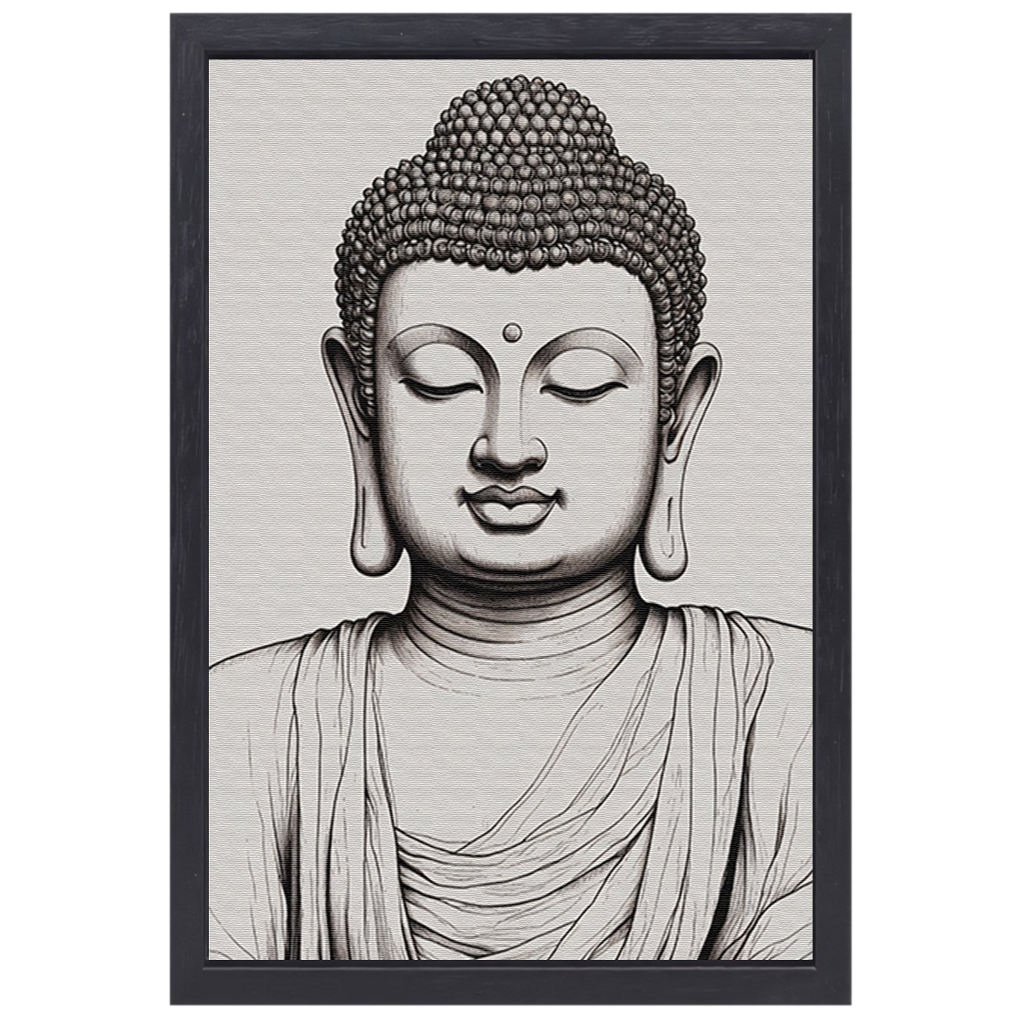 Serene Boeddha in Monochroom Gewaad canvas met baklijst