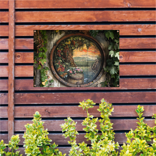 Impressionistisch Wijnvat Landschap tuinposter