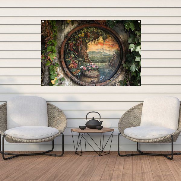 Impressionistisch Wijnvat Landschap tuinposter