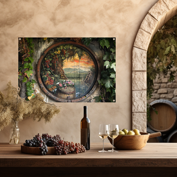 Impressionistisch Wijnvat Landschap tuinposter
