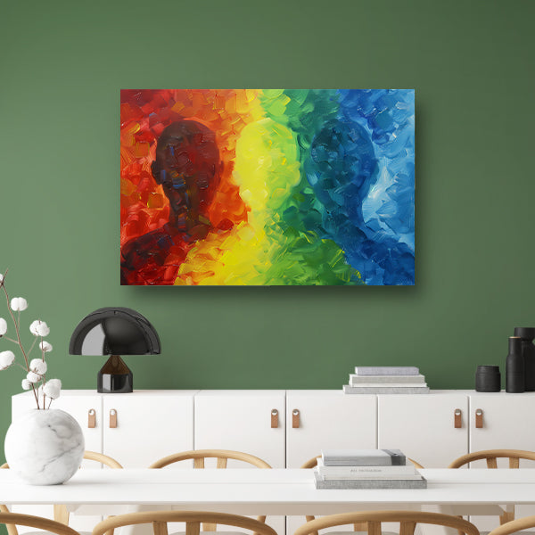 Kleurrijke abstracte silhouetten in dynamisch ontwerp canvas