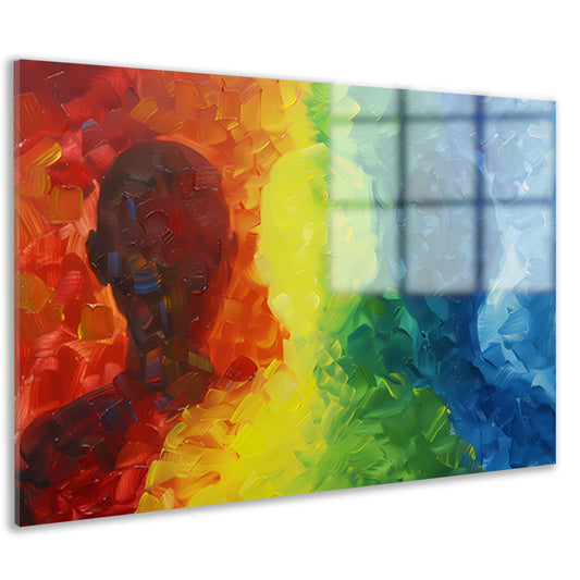 Kleurrijke abstracte silhouetten in dynamisch ontwerp acrylglas