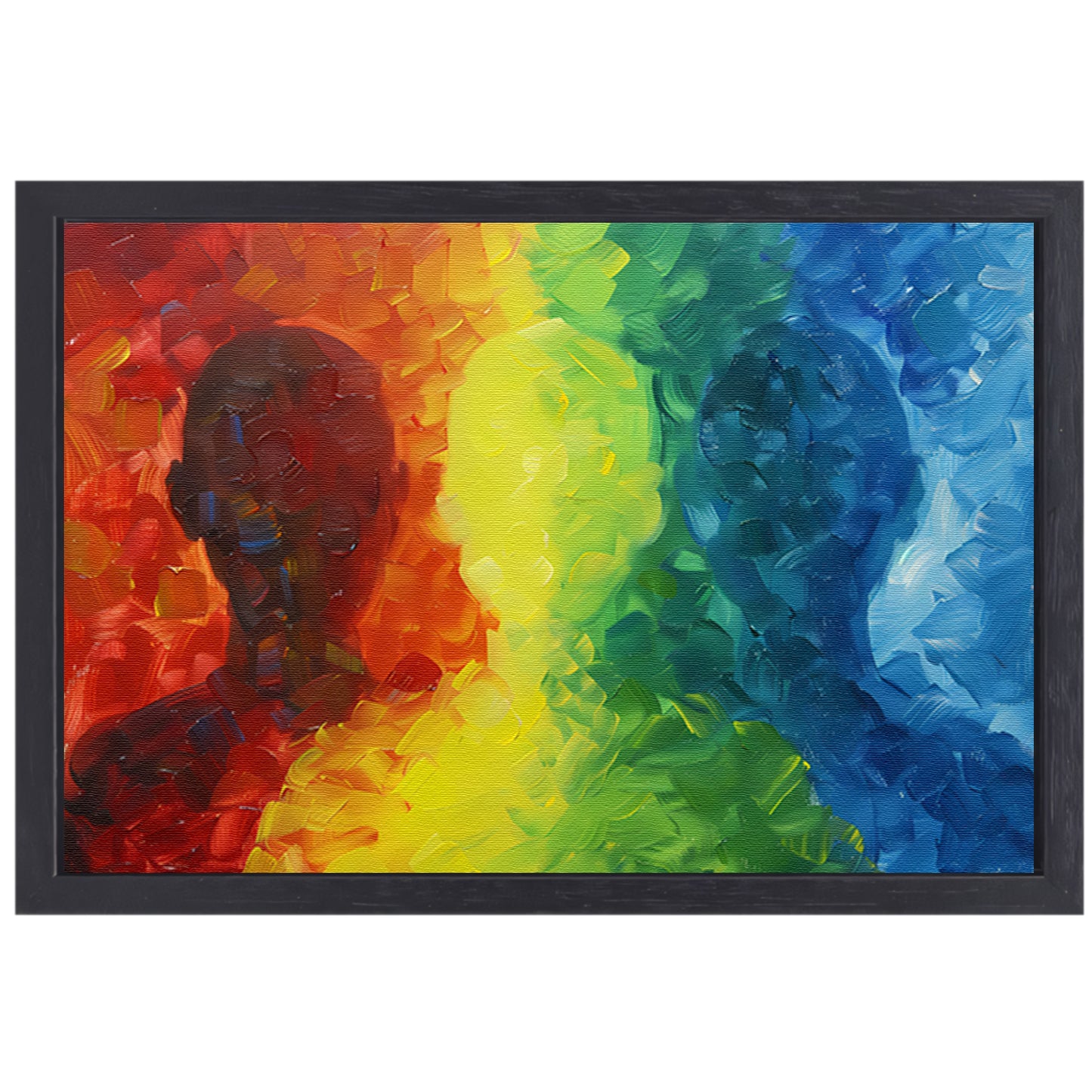 Kleurrijke abstracte silhouetten in dynamisch ontwerp canvas met baklijst