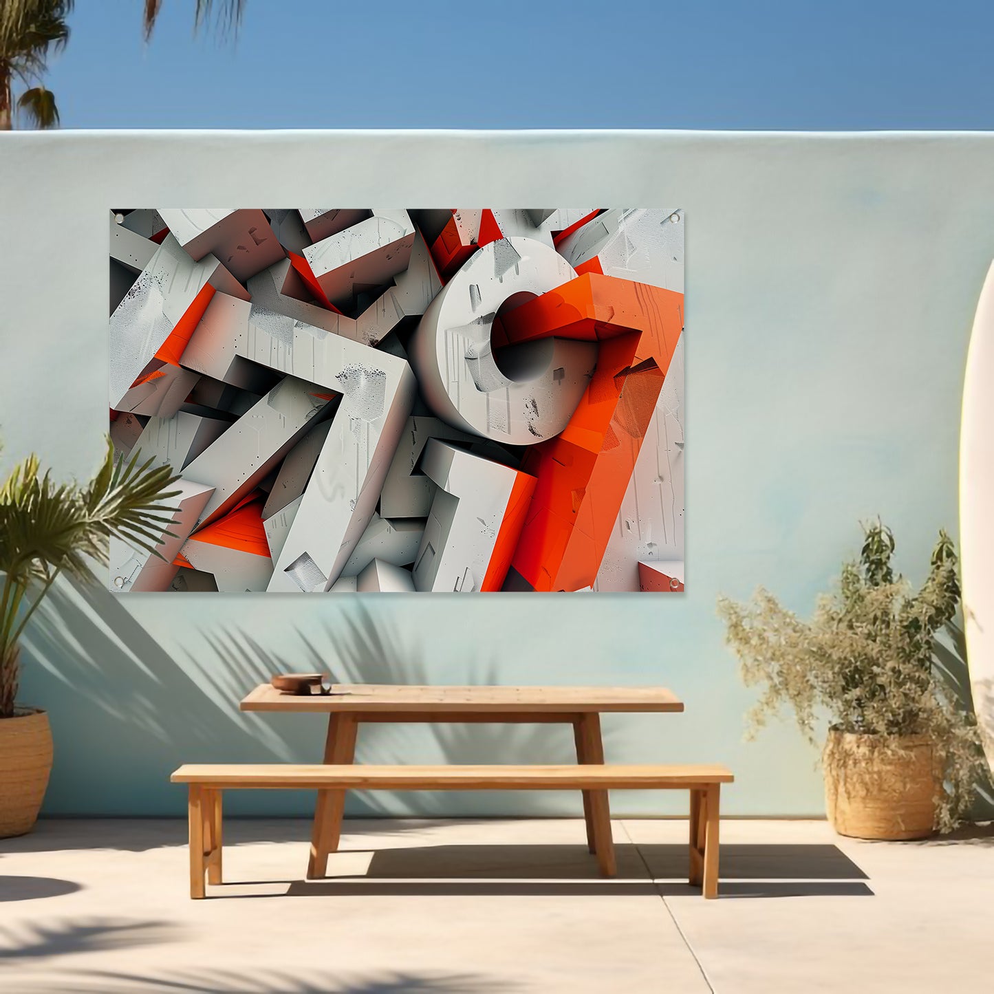 Dynamisch 3D typografie ontwerp met letters tuinposter