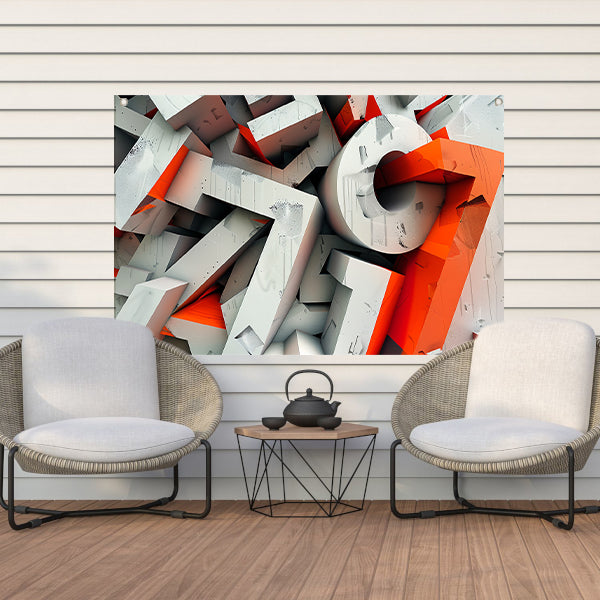 Dynamisch 3D typografie ontwerp met letters tuinposter