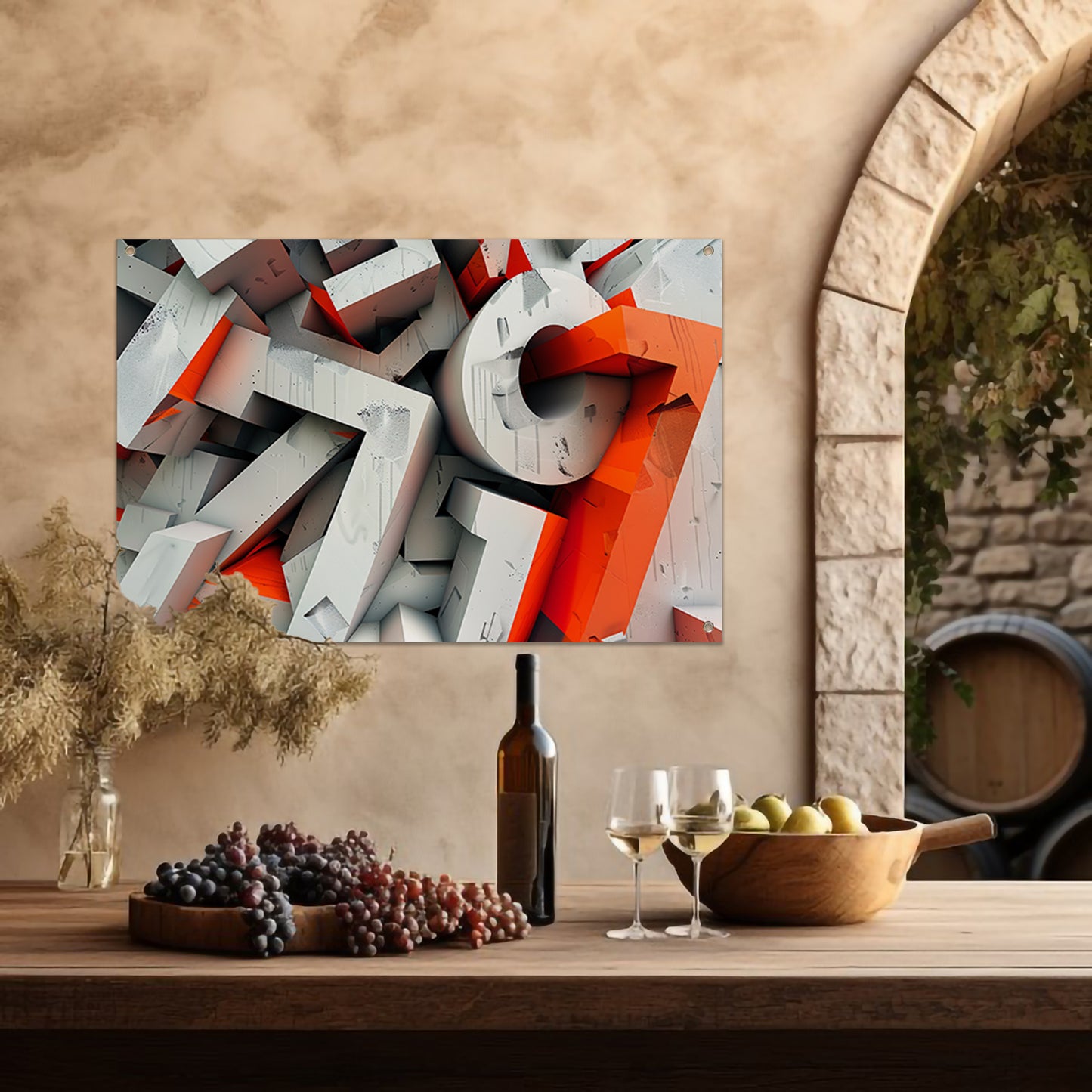 Dynamisch 3D typografie ontwerp met letters tuinposter