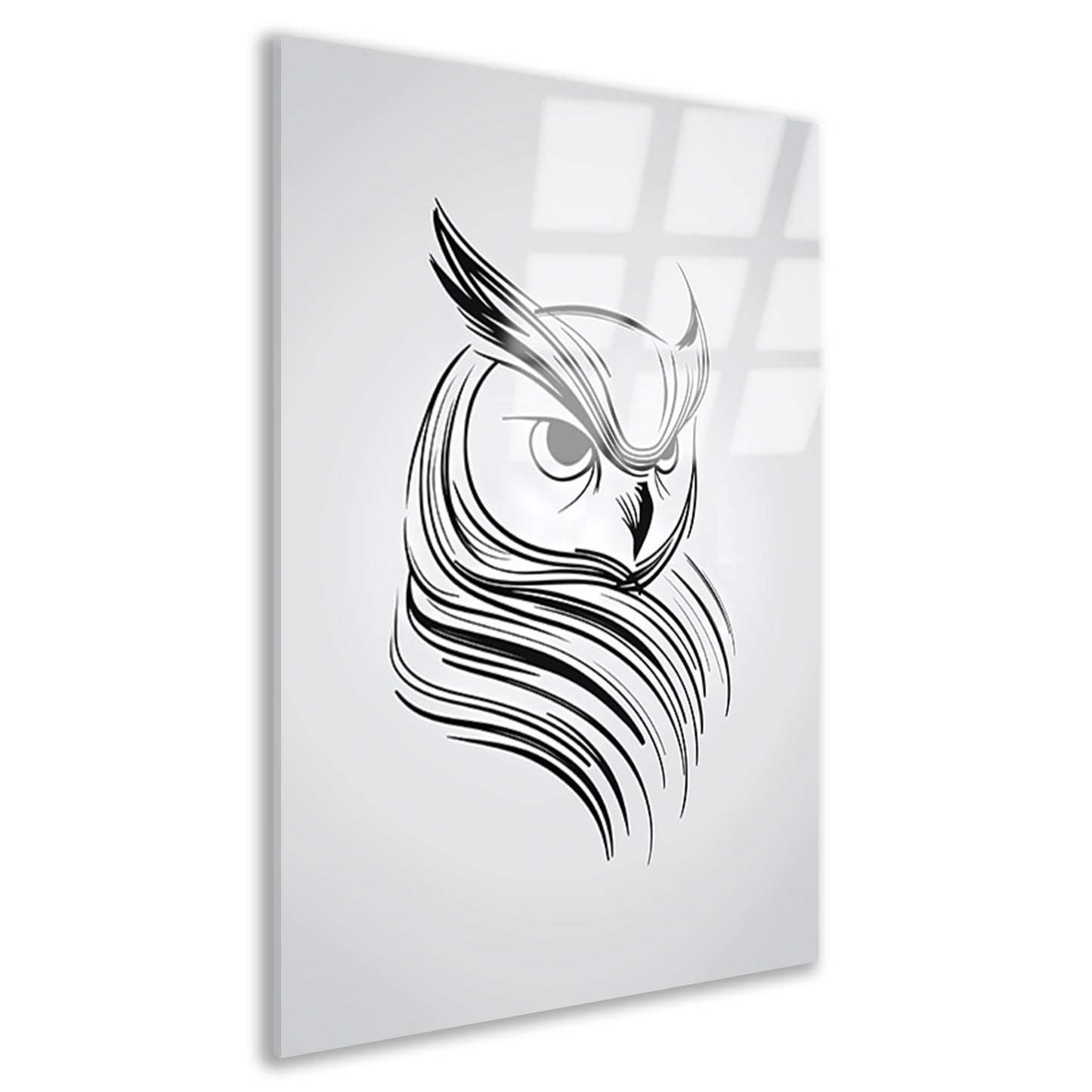 Minimalistische uil in zwart-wit lijnen acrylglas