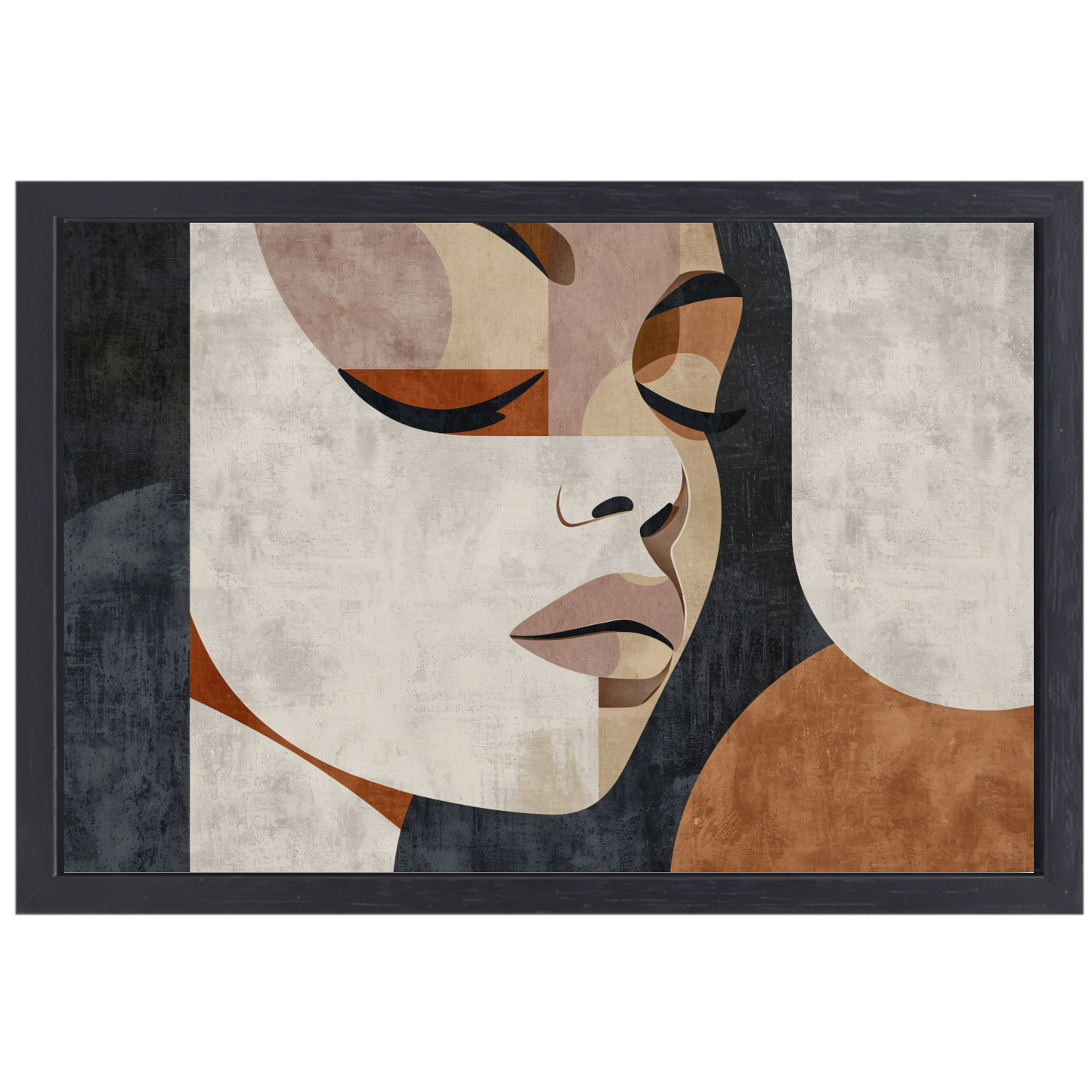 Geometrische Abstractie van een Vrouwengezicht canvas met baklijst