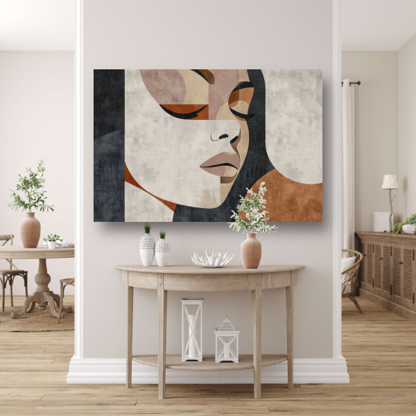 Geometrische Abstractie van een Vrouwengezicht canvas