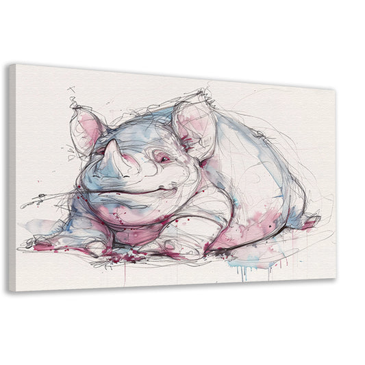 Abstract kleurrijk neushoorn schilderij voor interieur canvas