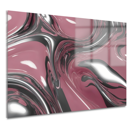 Dynamische Vloeiing in Zilver en Roze acrylglas