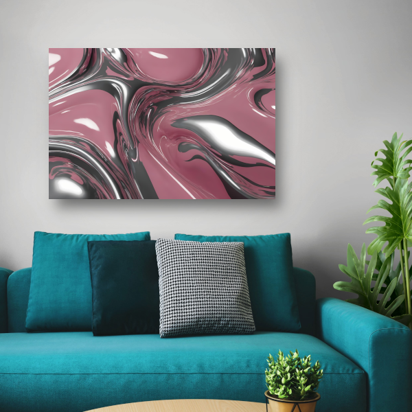 Dynamische Vloeiing in Zilver en Roze canvas