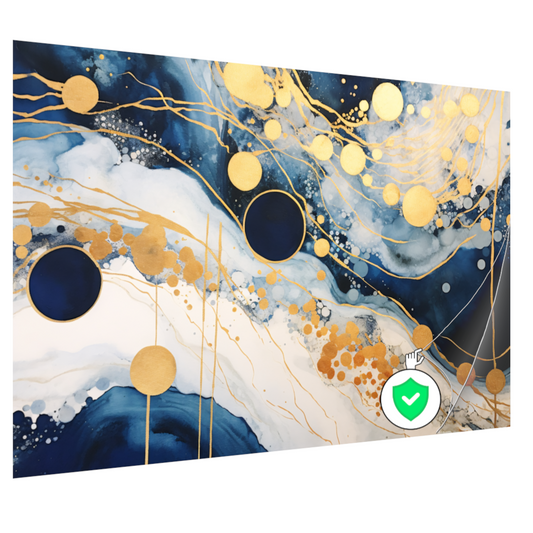 Blauwe diepten met gouden accenten poster