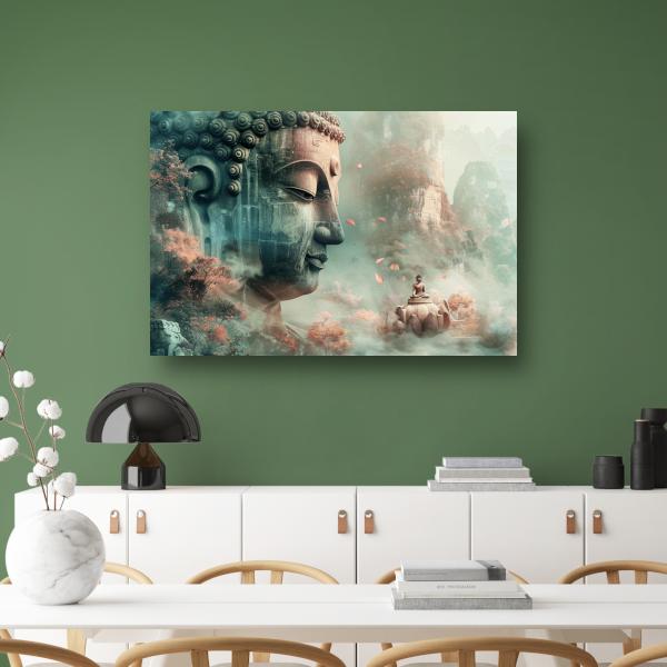 Mystieke Boeddha en Herfstachtig Berglandschap canvas