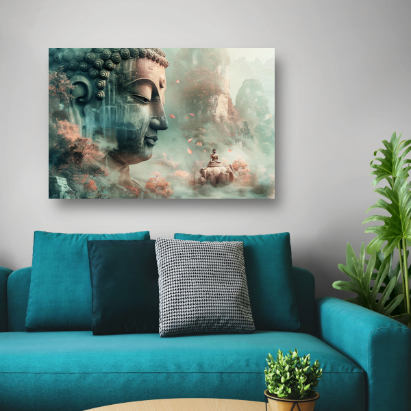 Mystieke Boeddha en Herfstachtig Berglandschap canvas