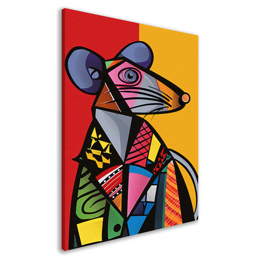 Kubistische Muis in Levendige Kleuren canvas