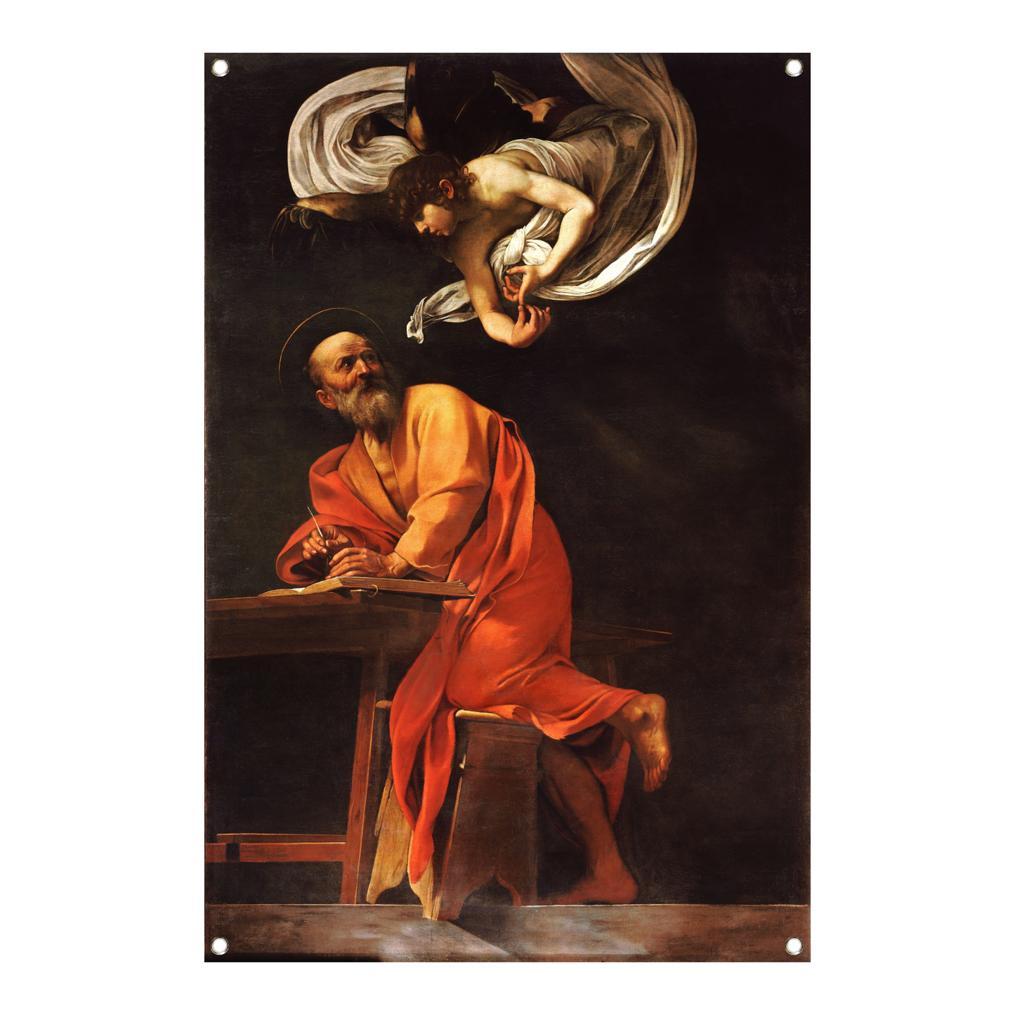 De inspiratie van Sint Matteüs - Caravaggio tuinposter