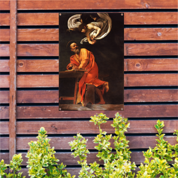 De inspiratie van Sint Matteüs - Caravaggio tuinposter