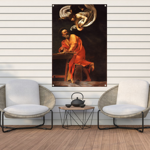 De inspiratie van Sint Matteüs - Caravaggio tuinposter