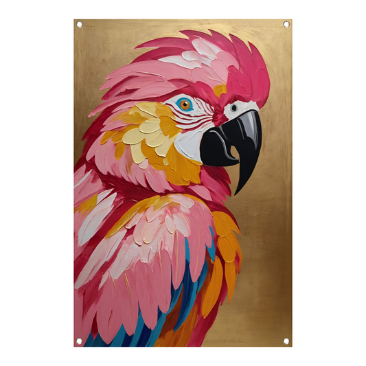 Levendige Papegaai met Gouden Textuur Achtergrond tuinposter