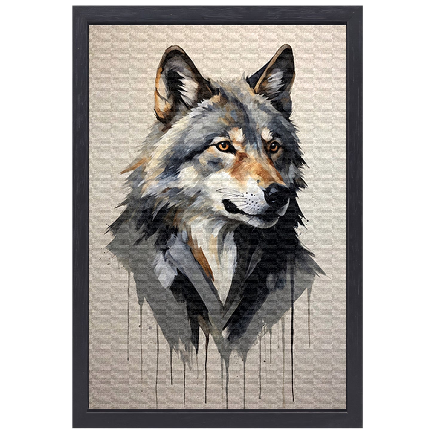 Intense Blik van een Abstracte Wolf canvas met baklijst