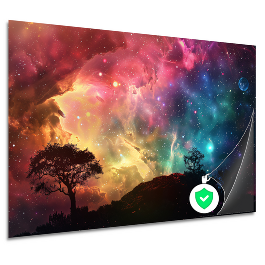 Silhouetboom tegen sterrenhemel poster