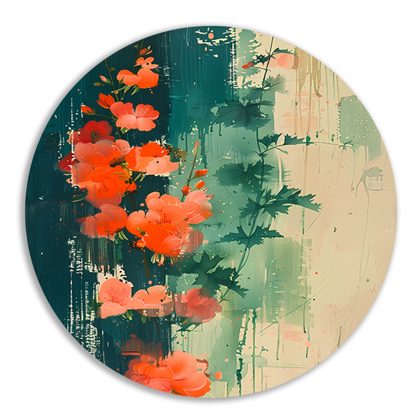 Abstracte expressie van levendige bloemen in natuur forex muurcirkel