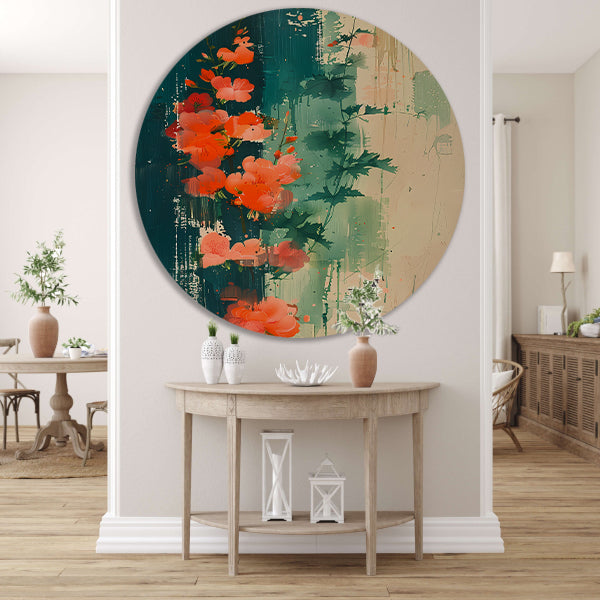 Abstracte expressie van levendige bloemen in natuur forex muurcirkel