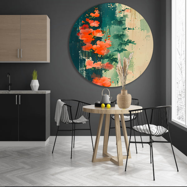 Abstracte expressie van levendige bloemen in natuur forex muurcirkel
